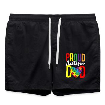 Puzzle de l’autisme - Fier père autiste - Short de bain - noir - Devant - AI Model Male 185 light (185cm)