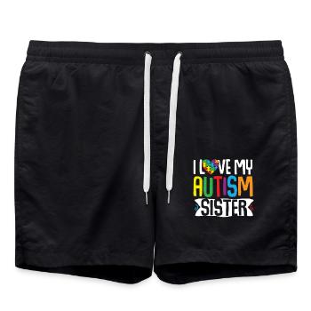 Autismus Bewusstsein Geschenk Bruder Schwester - Badeshorts - Schwarz - Vorne - AI Model Male 185 light (185cm)