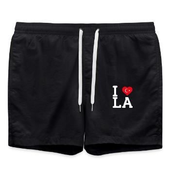 I love LA Cool Wrong Flag Turkish Lover Amerika - Badeshorts - Schwarz - Vorne - AI Model Male 185 light (185cm)