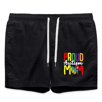Puzzle de l’autisme - Fière mère autiste - Short de bain - noir - Devant - AI Model Male 185 light (185cm)