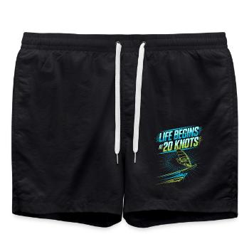 Windsurfing Life Begins At 20 Knots Windsurfer - Badeshorts - Schwarz - Vorne - AI Model Male 185 light (185cm)
