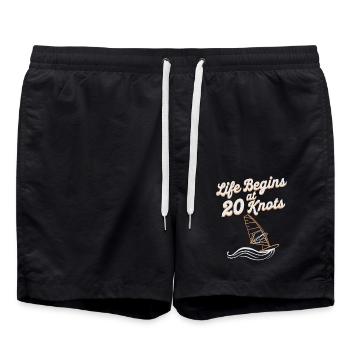 Windsurfing Life Begins At 20 Knots Windsurfer - Badeshorts - Schwarz - Vorne - AI Model Male 185 light (185cm)