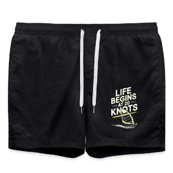 Windsurfing Life Begins At 20 Knots Windsurfer - Badeshorts - Schwarz - Vorne - AI Model Male 185 light (185cm)