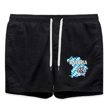 Bavaria Germany Map Edelweiss Souvenir - Swim Trunks - black - Front - AI Model Male 185 light (185cm)