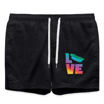 Liebe Für Hot Dog Liebhaber - Badeshorts - Schwarz - Vorne - AI Model Male 185 light (185cm)