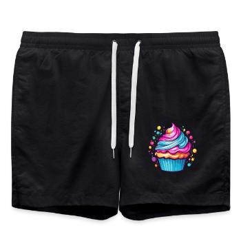 Cupcake coloré - Short de bain - noir - Devant - AI Model Male 185 light (185cm)
