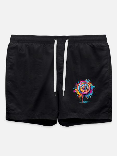 Bunte Lutscher Kunst - Badeshorts - Schwarz