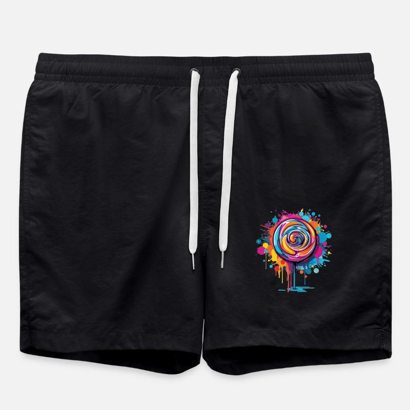 Colorful lollipop art - Swim Trunks - black
