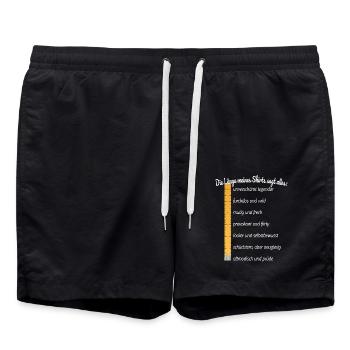 Party Länge Meines Shirts Sagt Alles Feiern JGA - Badeshorts - Schwarz - Vorne - AI Model Male 185 light (185cm)