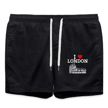 I Love London Cool Colosseum England Lover Flagge - Badeshorts - Schwarz - Vorne - AI Model Male 185 light (185cm)