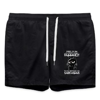 Allergisch gegen Dummheit – Katze mit Sarkasmus - Badeshorts - Schwarz - Vorne - AI Model Male 185 light (185cm)