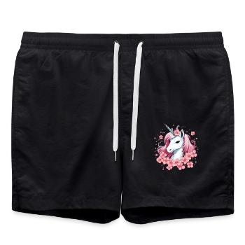 Licorne en fleurs de cerisier - Short de bain - noir - Devant - AI Model Male 185 light (185cm)