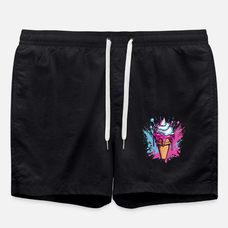 Eiscreme im Pop-Art Style - Badeshorts - Schwarz