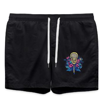 La crosse rencontre les fleurs - Short de bain - noir - Devant - AI Model Male 185 light (185cm)