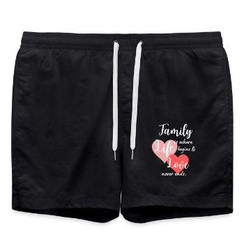 Family Saying Love Life Design - Swim Trunks - black - Front - AI Model Male 185 light (185cm)