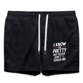 Je sais que je suis jolie mais s’il vous plaît ne me touchez pas les femmes - Short de bain - noir - Devant - AI Model Male 185 light (185cm)