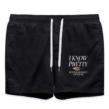 Je sais que je suis jolie mais s’il vous plaît ne me touchez pas les femmes - Short de bain - noir - Devant - AI Model Male 185 light (185cm)