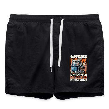 Coder Happiness Is When Your Code Runs Developer - Badeshorts - Schwarz - Vorne - AI Model Male 185 light (185cm)