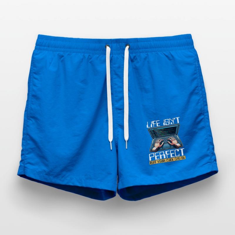 Coder Life Isn't Perfect But Your Code Developer Swim Trunks