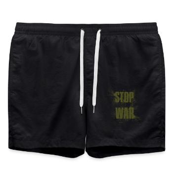 STOP À LA GUERRE – PAS DE GUERRE – PAIX - Short de bain - noir - Devant - AI Model Male 185 light (185cm)