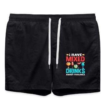 Ich Habe Gemischte Gefühle Über Barmixer - Badeshorts - Schwarz - Vorne - AI Model Male 185 light (185cm)