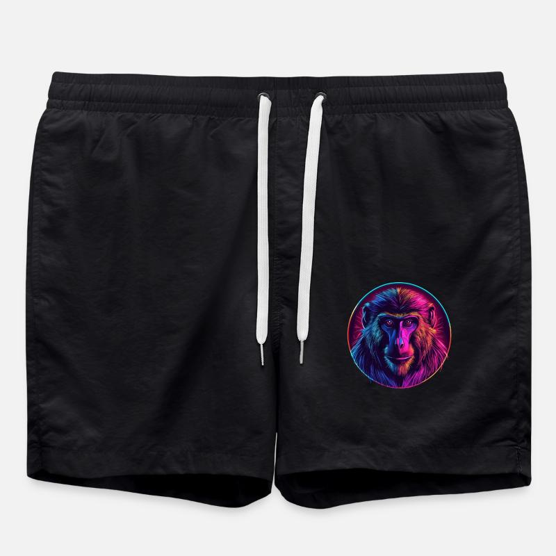 Neon Mandrill Affe - Badeshorts - Schwarz