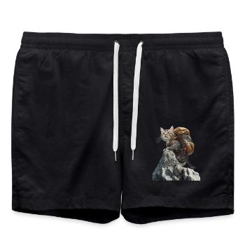 Katze - Badeshorts - Schwarz - Vorne - AI Model Male 185 light (185cm)
