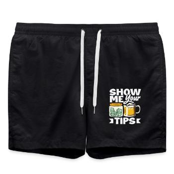 Zeig Mir Deine Tipps Bartender Humor - Badeshorts - Schwarz - Vorne - AI Model Male 185 light (185cm)