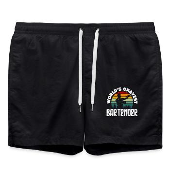 Le meilleur design de barman Okay au monde - Short de bain - noir - Devant - AI Model Male 185 light (185cm)