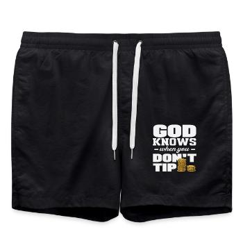 Gott Weiß Wann Du Nicht Trinkgeld Gibst Barkeeper - Badeshorts - Schwarz - Vorne - AI Model Male 185 light (185cm)
