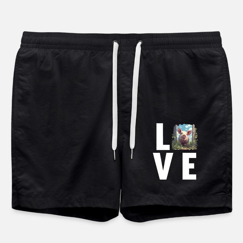 Schweine Schwein - Badeshorts - Schwarz
