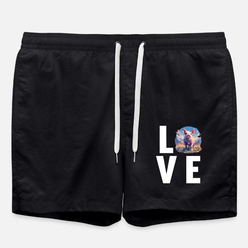 Schweine Schwein - Badeshorts - Schwarz