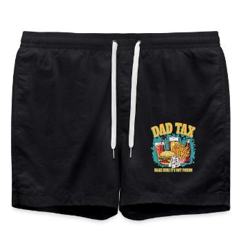 Dad Tax Burger French Fries Beer Joke - Swim Trunks - black - Front - AI Model Male 185 light (185cm)