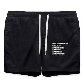 Liste de contrôle de l’hôpital Drôle Rétablissement Humour - Short de bain - noir - Devant - AI Model Male 185 light (185cm)