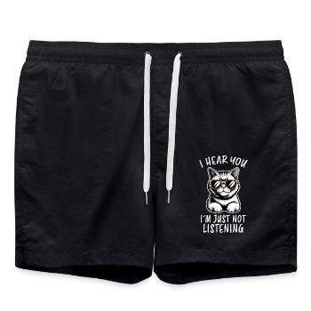 Britisch Kurzhaar Spruch Lustiges Katzen Geschenk - Badeshorts - Schwarz - Vorne - AI Model Male 185 light (185cm)