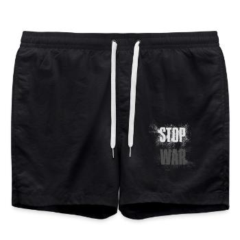 STOP À LA GUERRE – PAS DE GUERRE – PAIX - Short de bain - noir - Devant - AI Model Male 185 light (185cm)