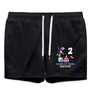 Two Years of Space Adventure Joy Birthday - Swim Trunks - black - Front - AI Model Male 185 light (185cm)