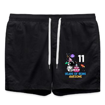 11 Years Astronaut Birthday Adventure - Swim Trunks - black - Front - AI Model Male 185 light (185cm)