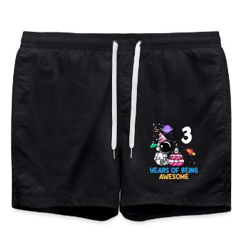 Three Years Astronaut Birthday Adventure - Swim Trunks - black - Front - AI Model Male 185 light (185cm)