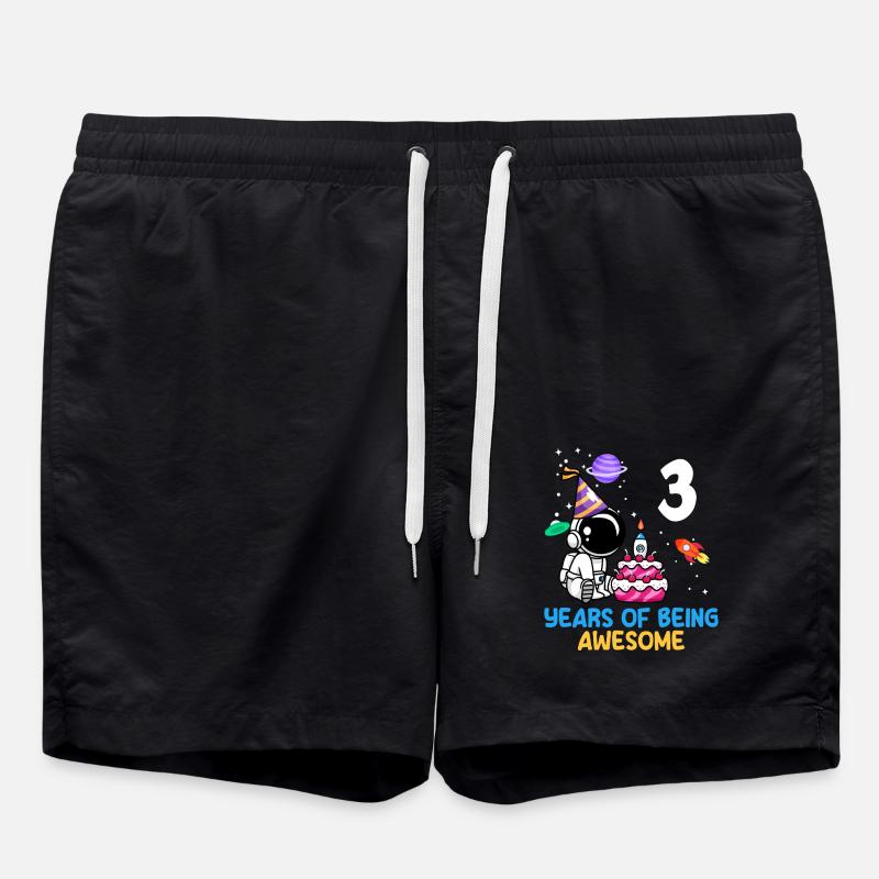Three Years Astronaut Birthday Adventure - Swim Trunks - black