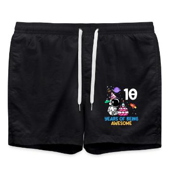 Celebrating 10 Years of Awesomeness - Swim Trunks - black - Front - AI Model Male 185 light (185cm)