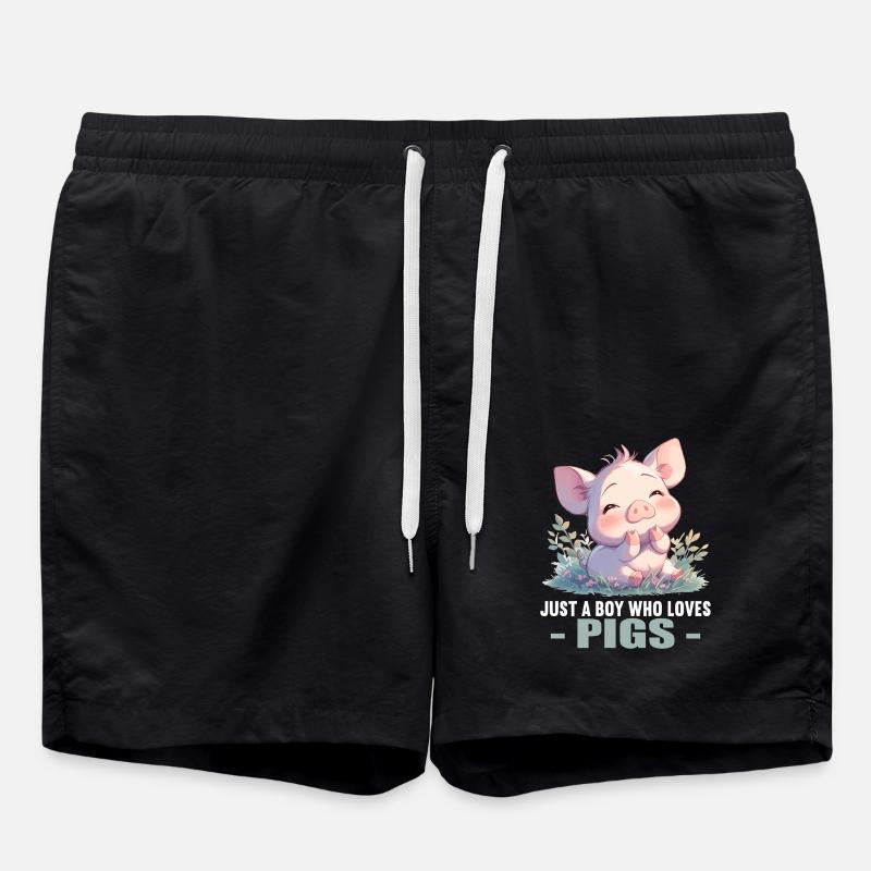 Schweine Schwein - Badeshorts - Schwarz