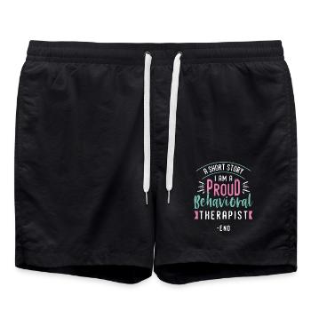 Behavioral Therapist A Short Story Behavioral Tech - Swim Trunks - black - Front - AI Model Male 185 light (185cm)