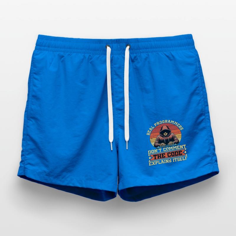 Coder Real Programmers Don't Comment Web Developer Swim Trunks