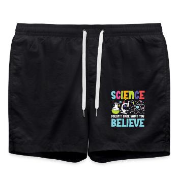 La science est indépendante : promouvoir l’enseignement des STIM - Short de bain - noir - Devant - AI Model Male 185 light (185cm)
