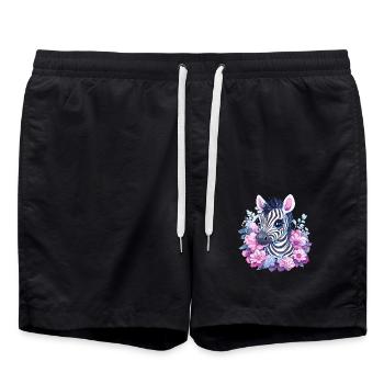 Cute zebra with flowers - Swim Trunks - black - Front - AI Model Male 185 light (185cm)