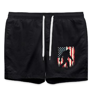 Bigfoot Patriot Sasquatch États-Unis Drapeau Amérique - Short de bain - noir - Devant - AI Model Male 185 light (185cm)