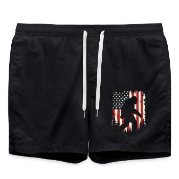 Bigfoot Patriot Sasquatch États-Unis Drapeau Amérique - Short de bain - noir - Devant - AI Model Male 185 light (185cm)