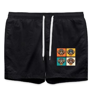 Chien teckel - Short de bain - noir - Devant - AI Model Male 185 light (185cm)