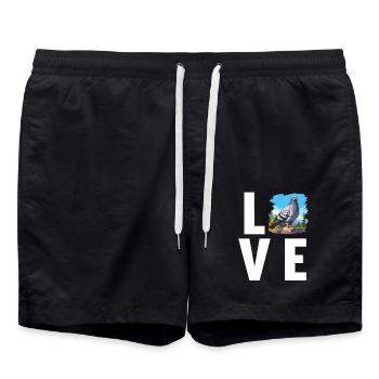 Tauben Taube - Badeshorts - Schwarz - Vorne - AI Model Male 185 light (185cm)